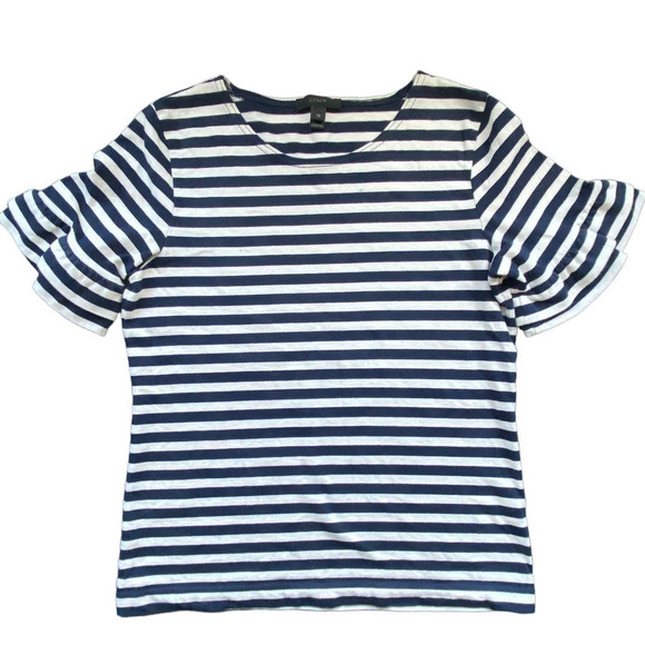 J.CREW Navy & White Striped Short-Sleeve Top - Picture 1 of 6
